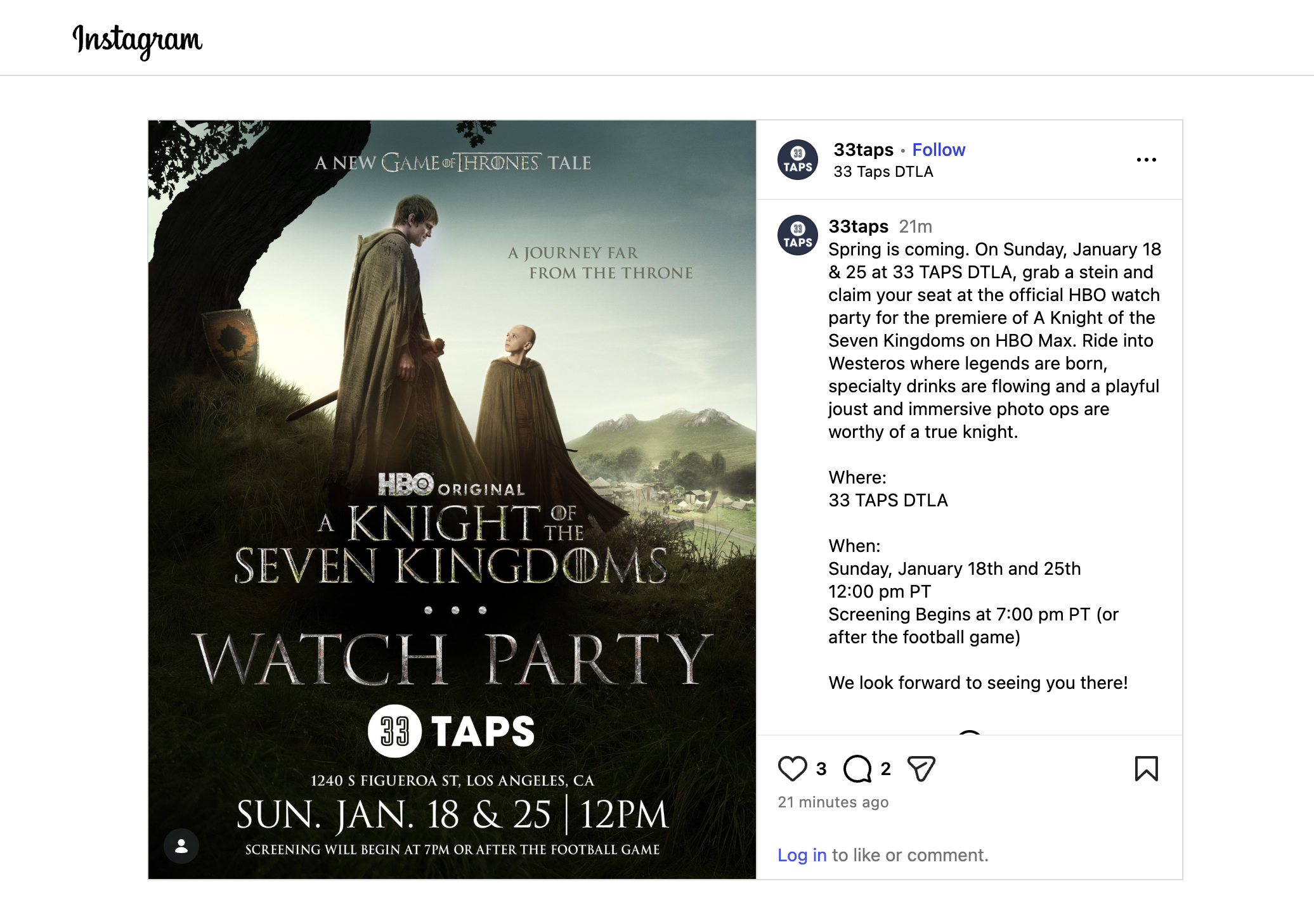 33 Taps - Instagram Post